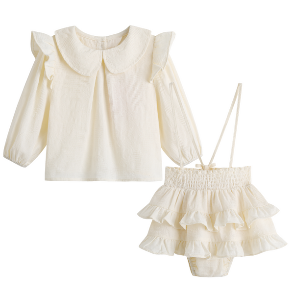 Dina Blouse and Skirt Set - White