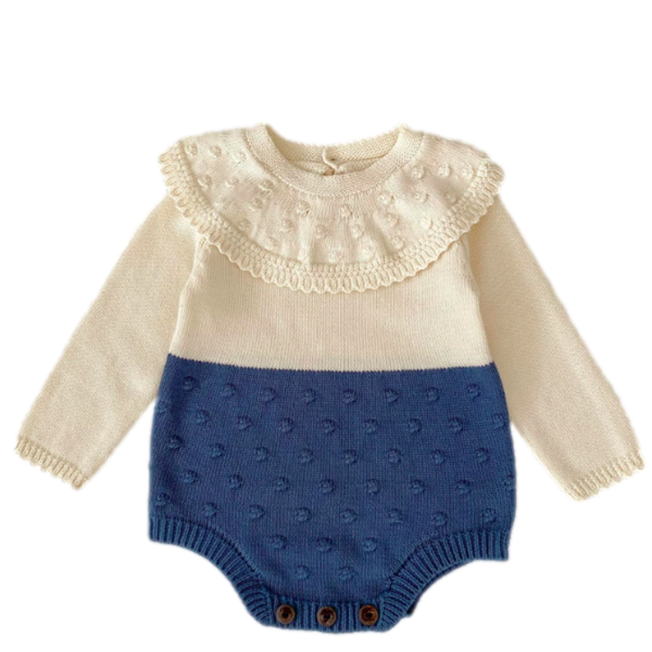 Barboteuse Madeleine - Blanc, Bleu