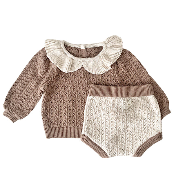 Madeleine Sweater and Shorts Set - Brown