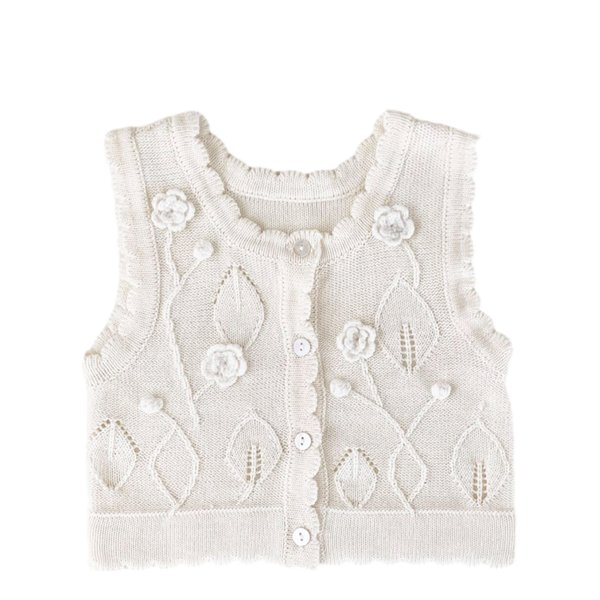 Flora Sleeveless Vest - White