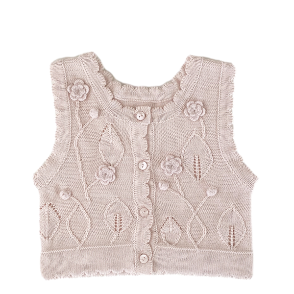 Gilet Flora Sans Manches - Rose